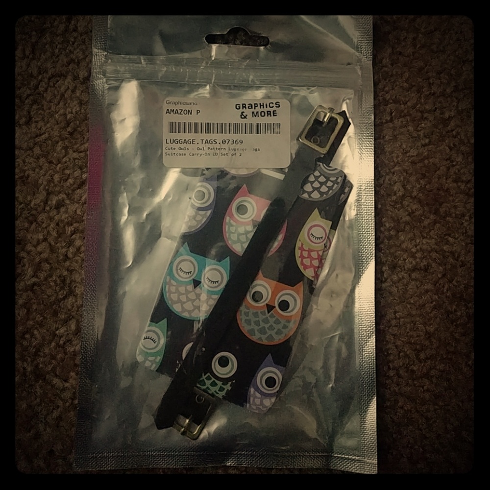 Brand new owl luggage tags